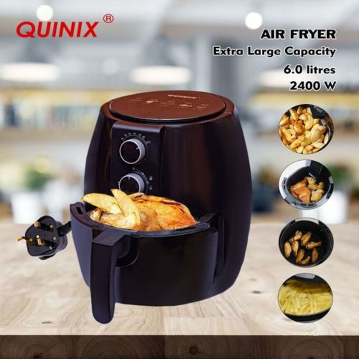 Quinix Air Fryer For Frying - Grill - Roasting & Baking - 6L - 2400W