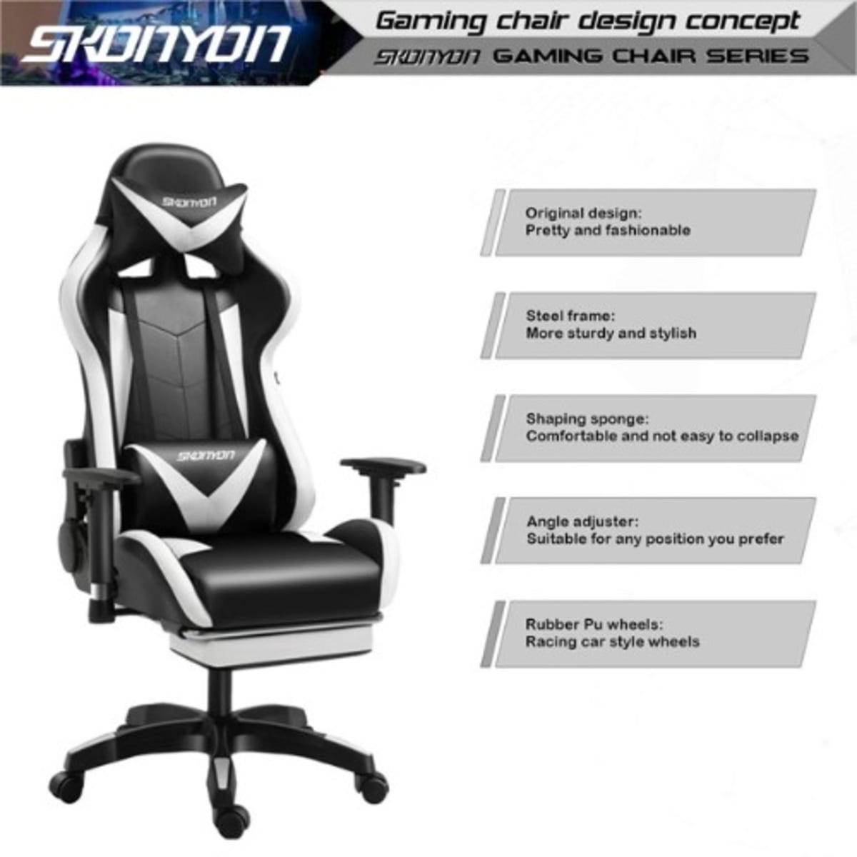 Vitesse Ergonomic Gaming Chair 300 Lbs Pc Computer With Foot Rest