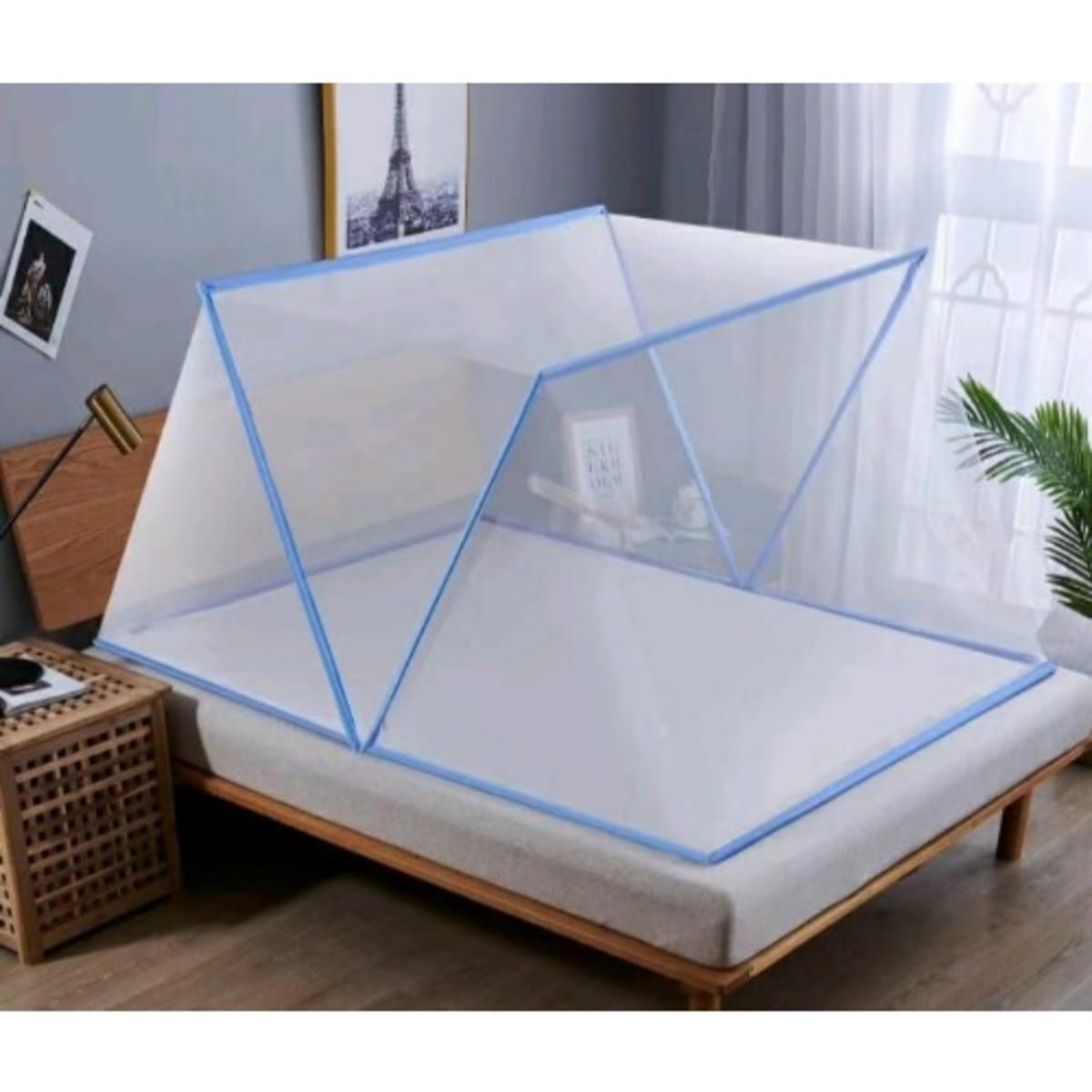 Collapsible Portable Mosquito Net - 213cm X 145cm - 7ft X 7ft Bed