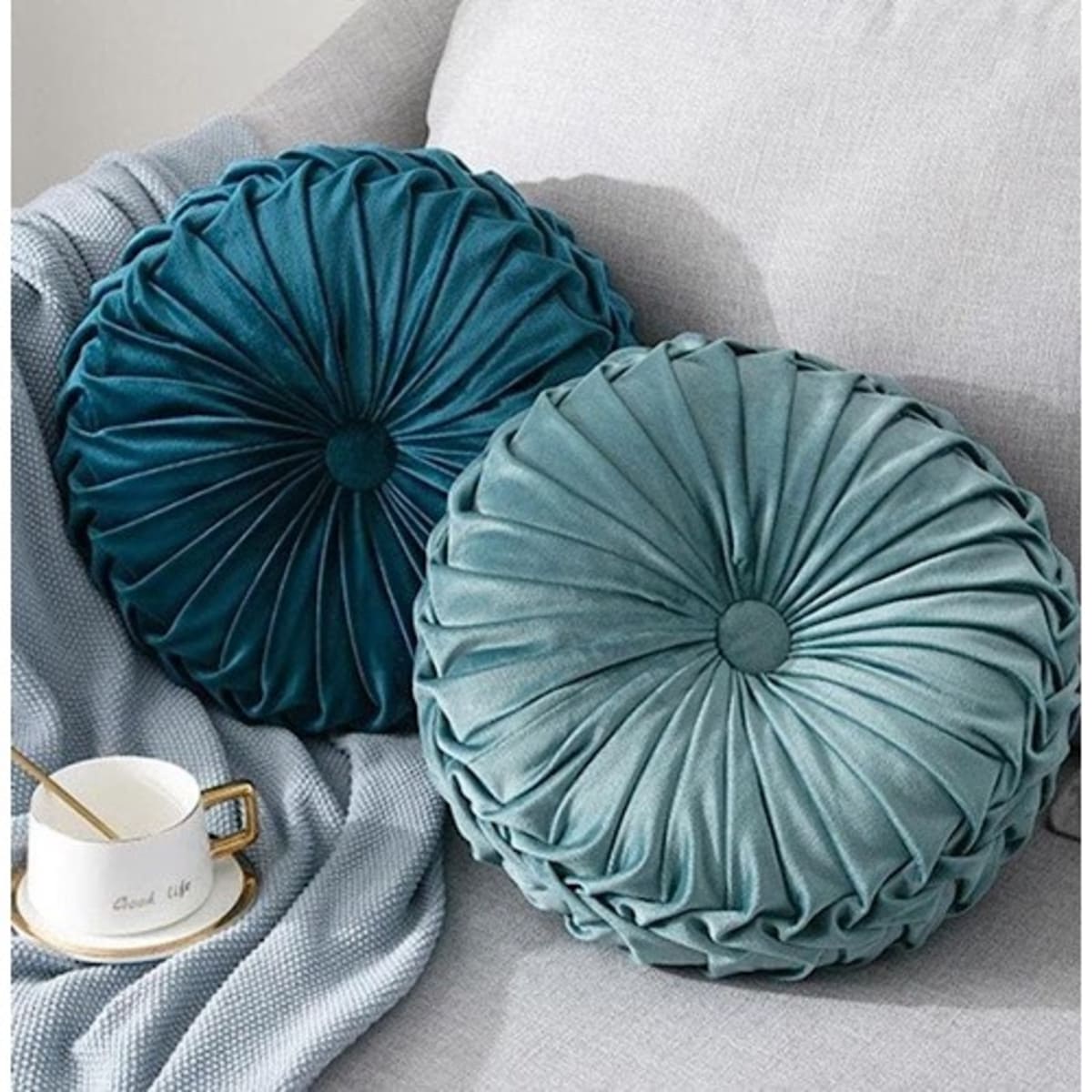 Round Pintuck Throw Pillow Blue Konga Online Shopping
