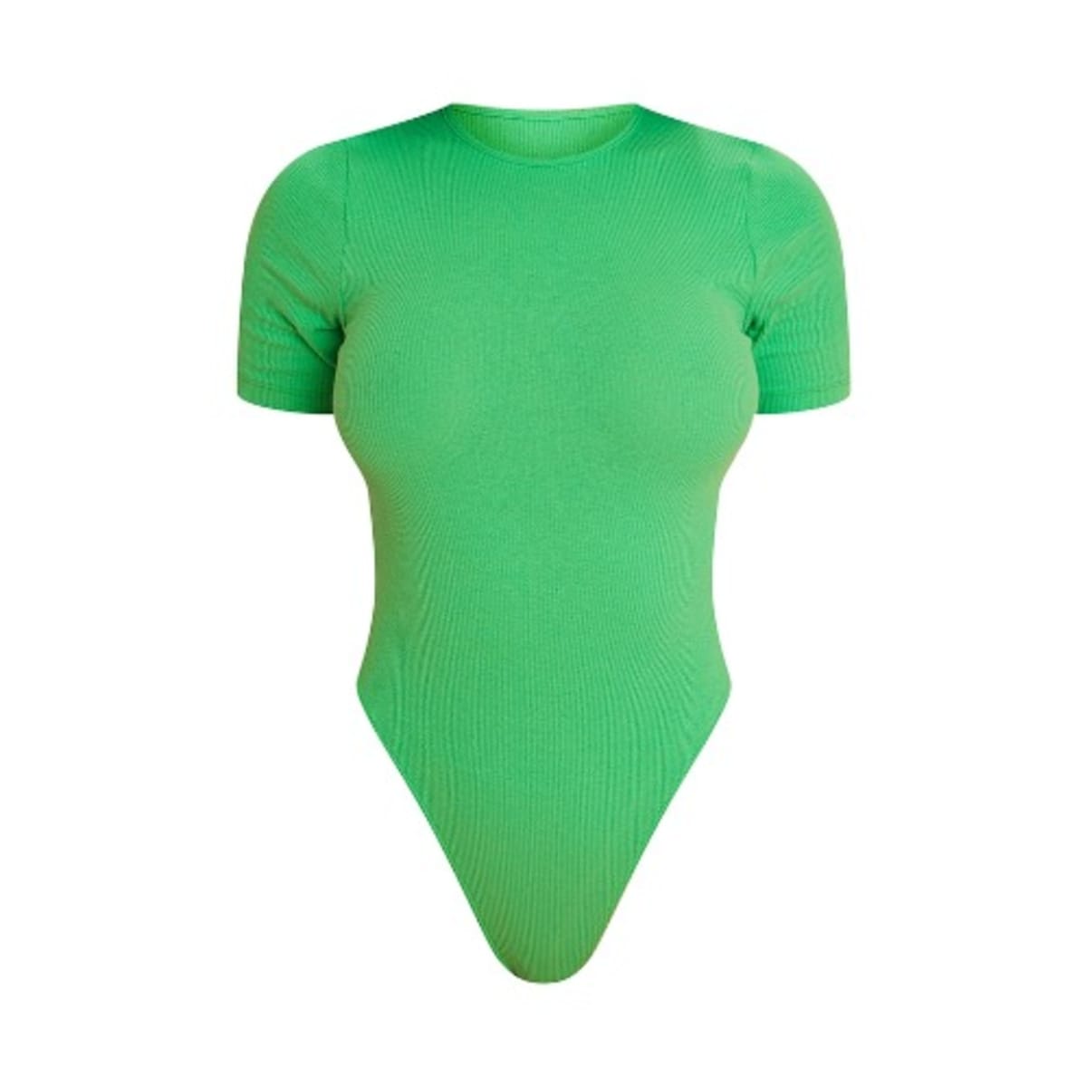 Curves Green Short Sleeve Bodysuit