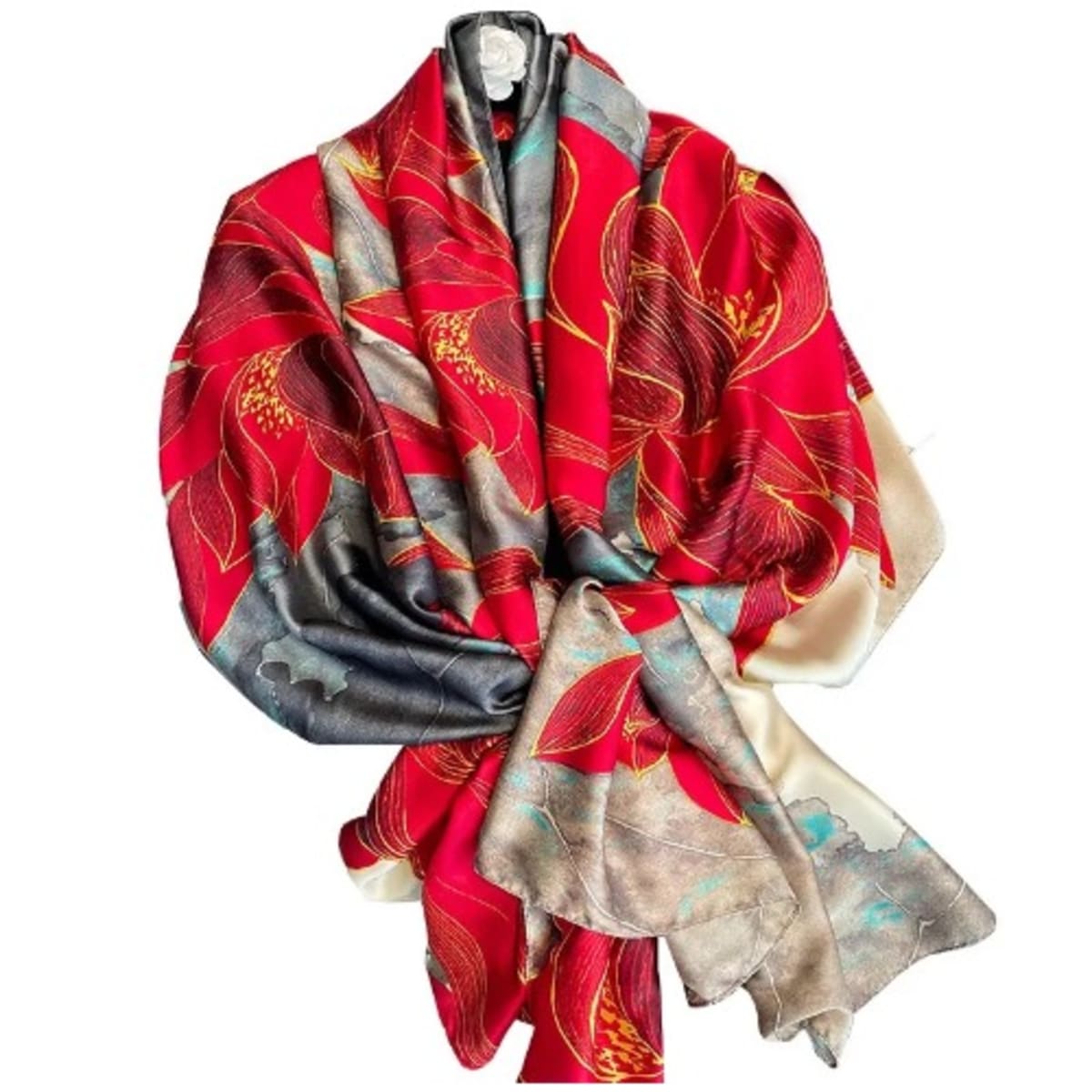 100 silk scarf red sales