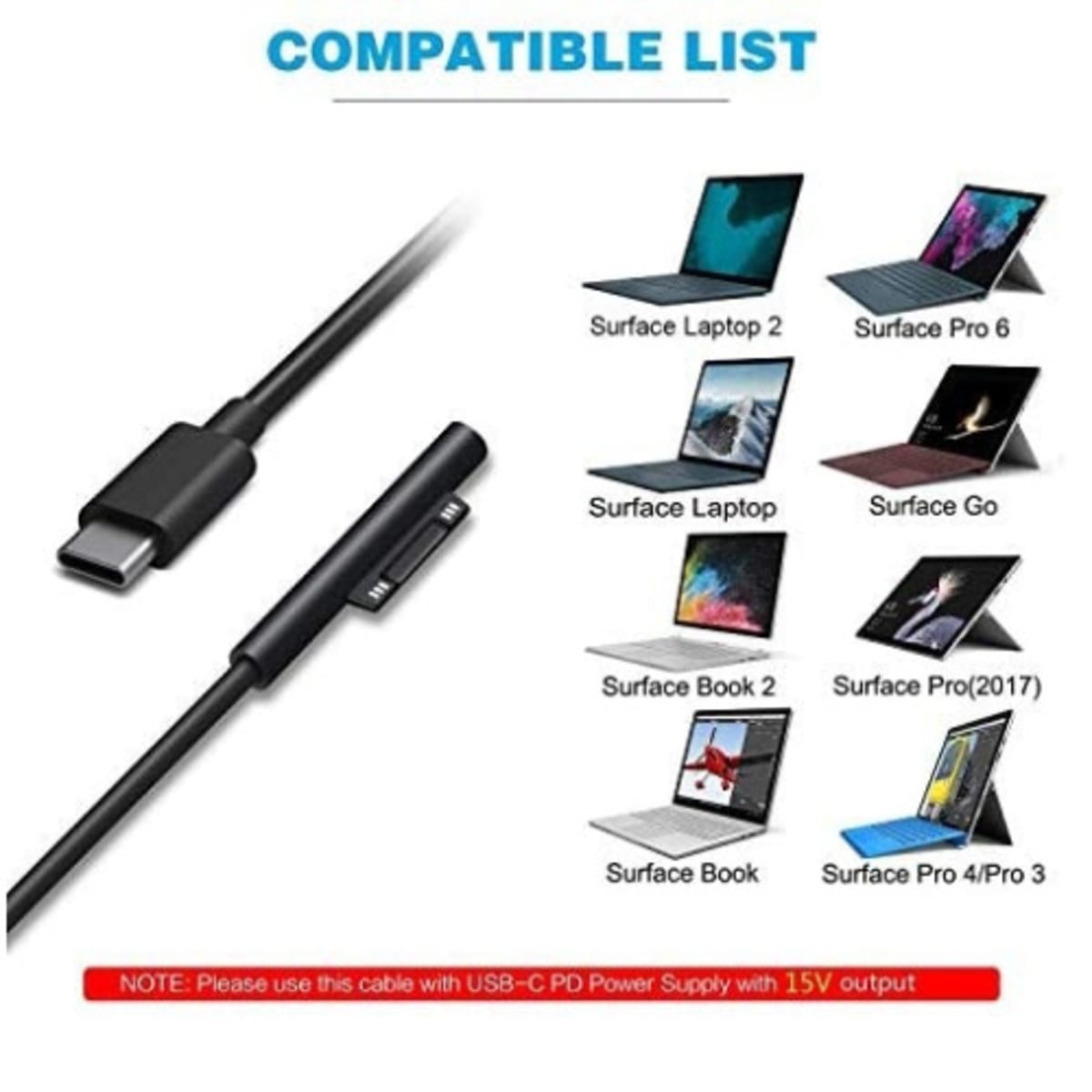 Usb-c Charging Cable For Microsoft Surface Pro | Konga Shopping