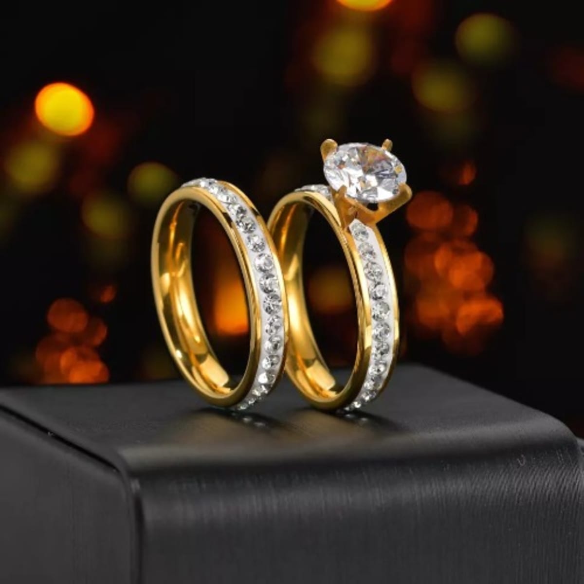 Rhinestone Wedding Ring Set Gold Konga Online Shopping