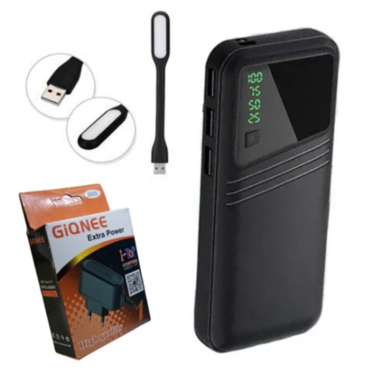 Power Bank With Android Charger & Usb Led Light - 20,000mAh