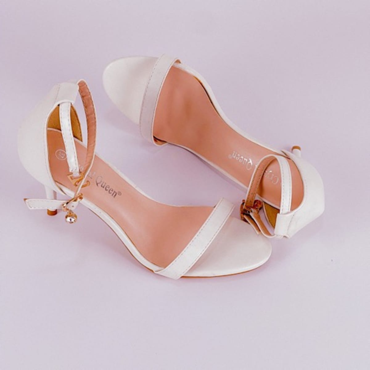 White Low Heel Sandals