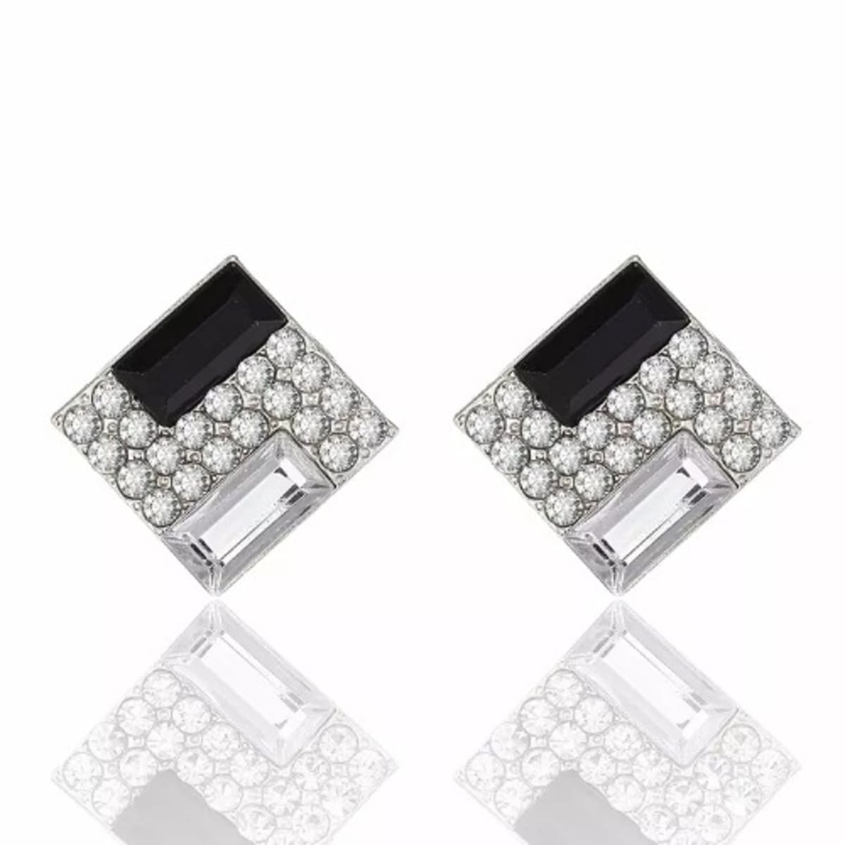 Square full rhinestone shop stud earrings