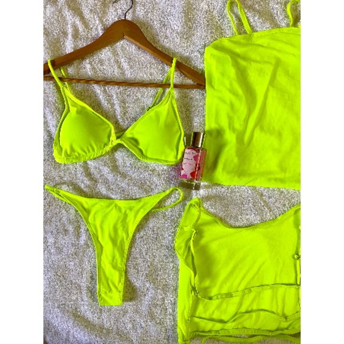 Four Pieces Swimwear Suit Mesh Transparent Bikini High Waist