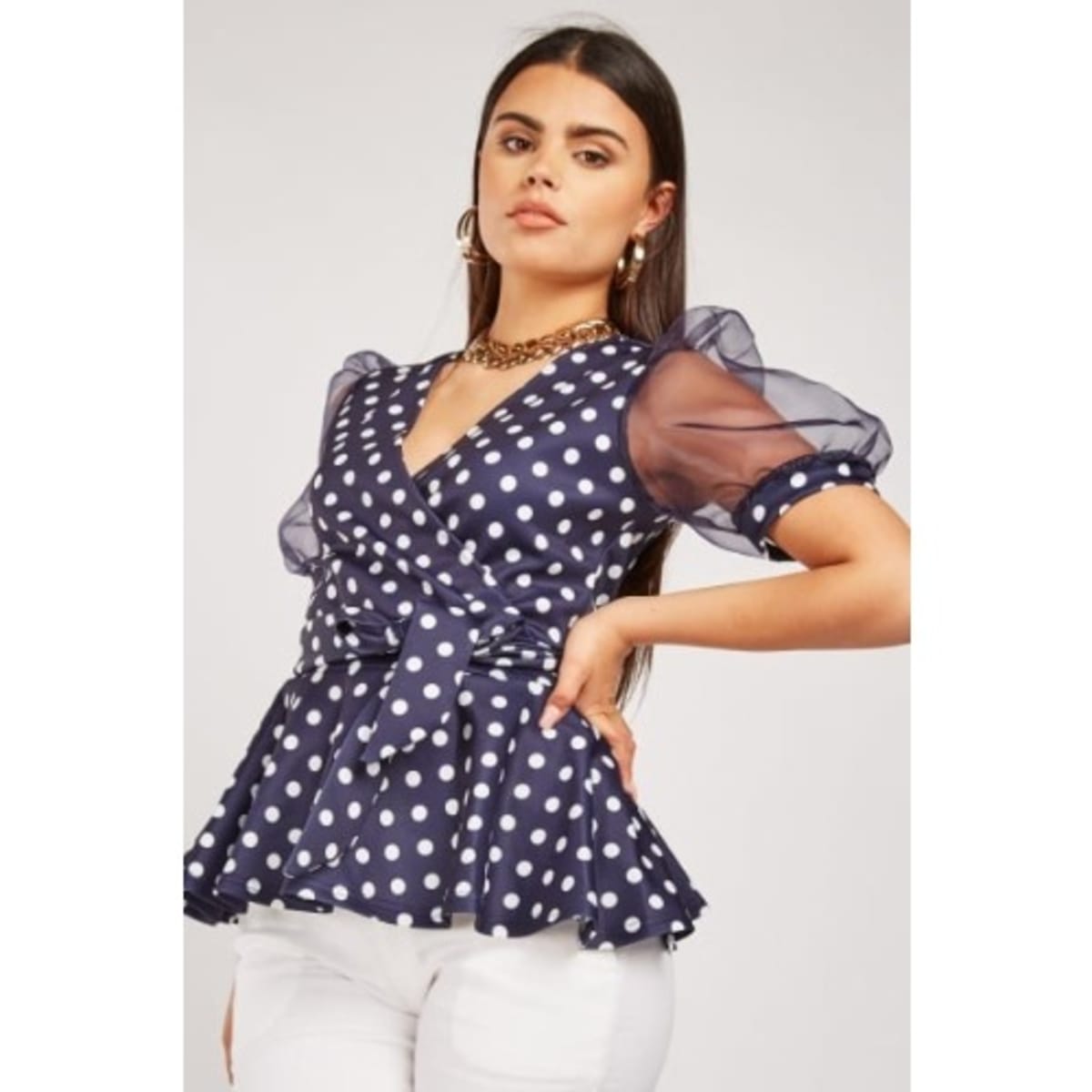 Organza polka dot shop top
