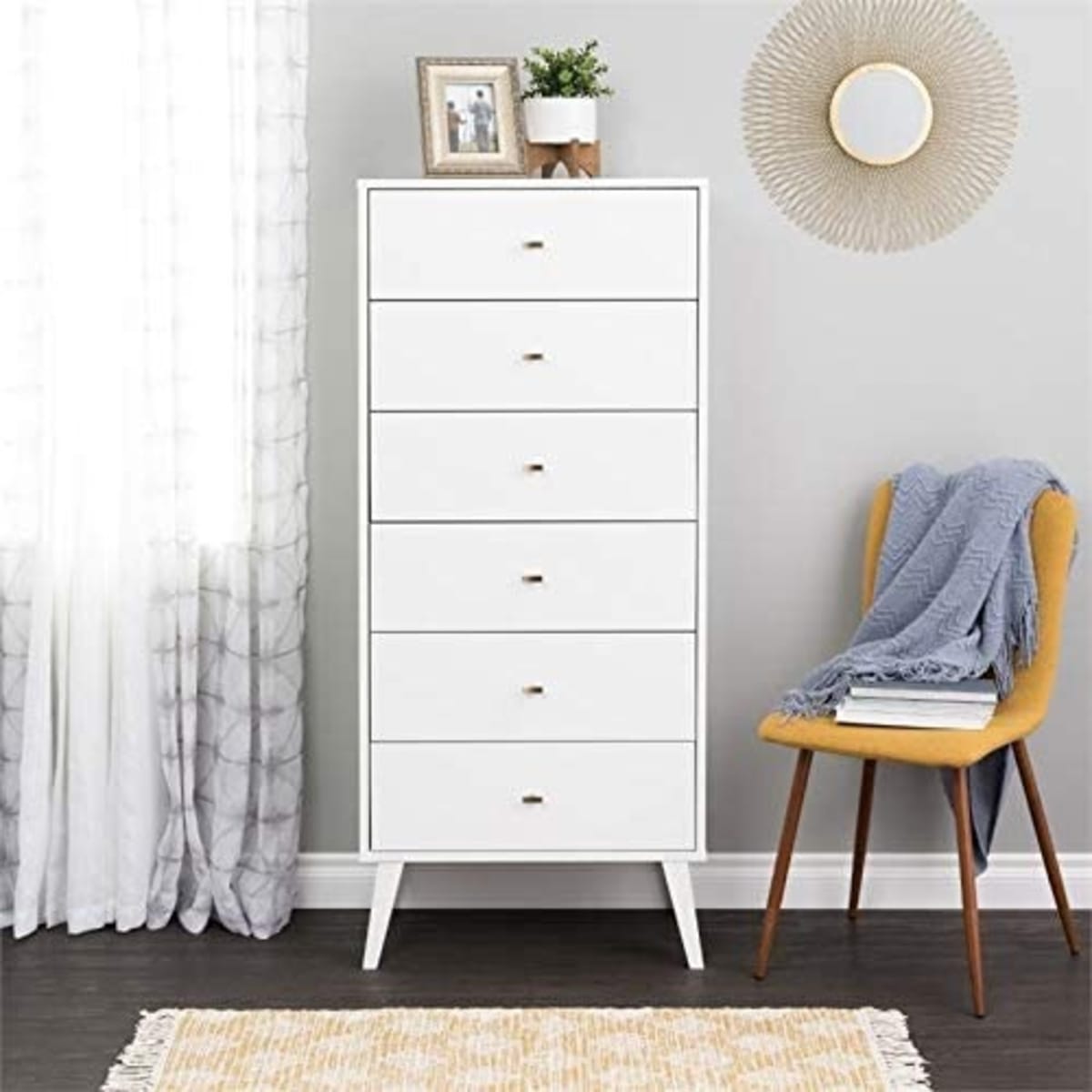 Tall set of online white drawers