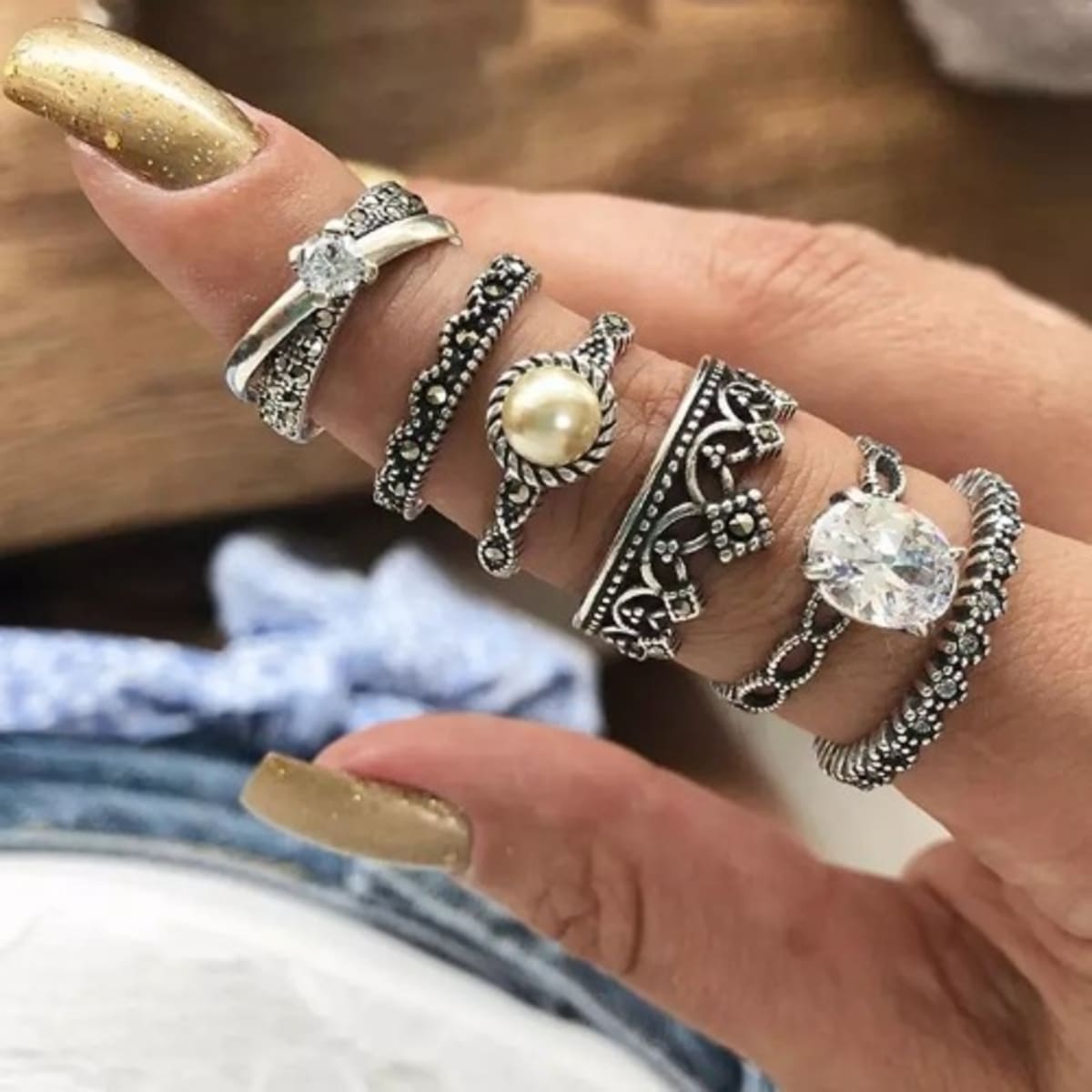 Knuckle ring set silver best sale