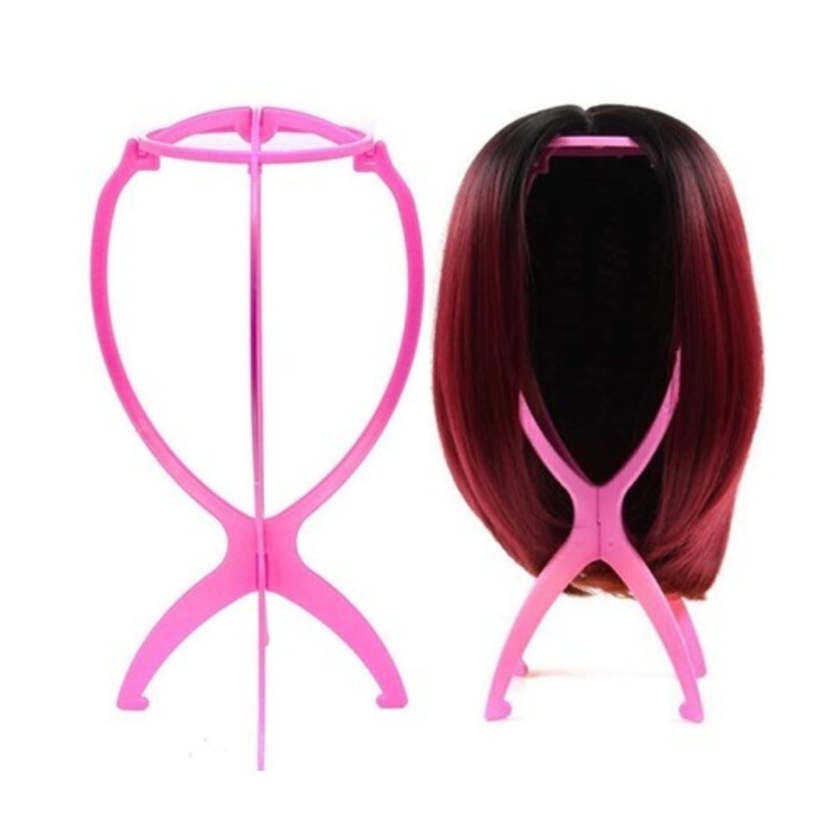 Portable Adjustable Foldable Wig Stand With Colorful Plastic Hat