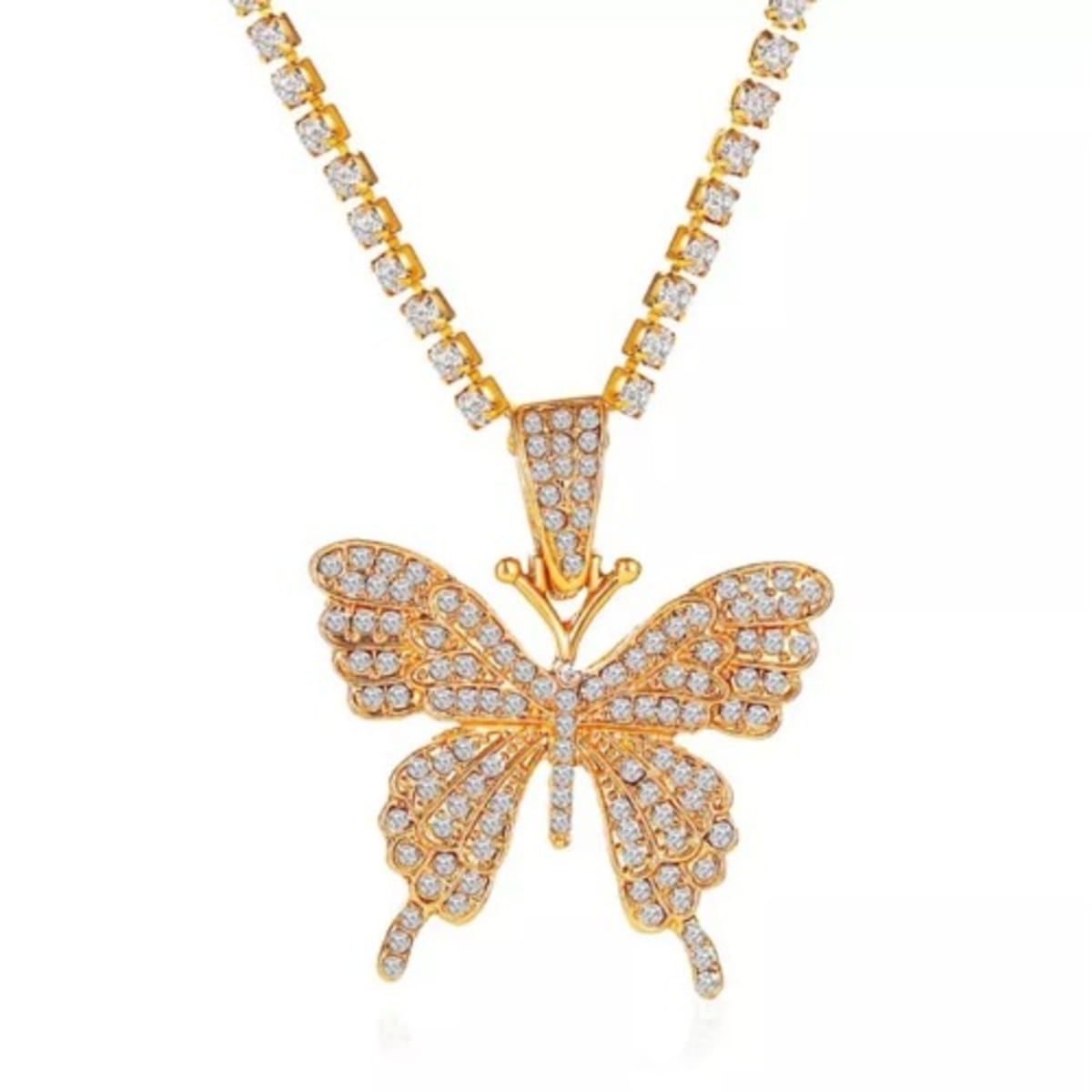 Iced out tennis cheap chain with pendant