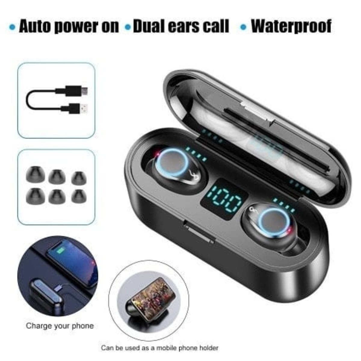 F9 Touch Bluetooth Earphone With Powerbank And Fingerprint Konga