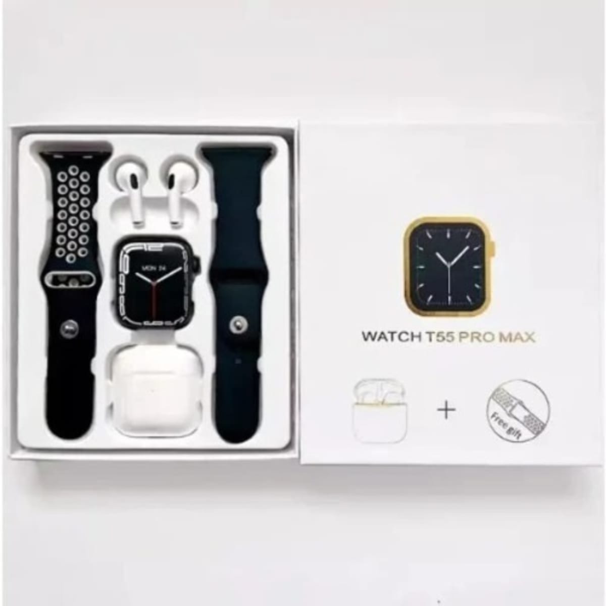 Smart Watch T55 Pro Max With Earbud Extra Strap Series 7 For