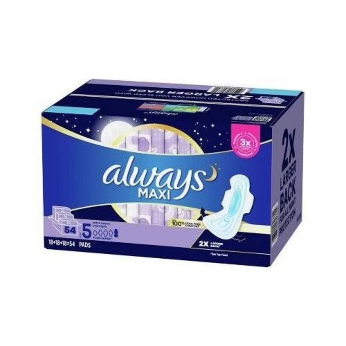 Always Max Size 5 Extra Heavy Overnight with Flexi-Wings Pads 27 ct Pack