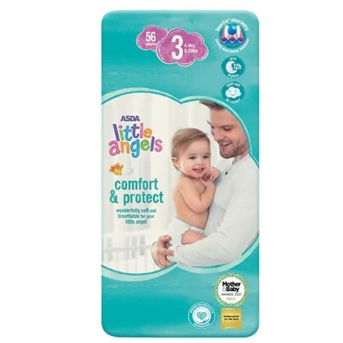 ASDA Little Angels Comfort Protect Size 3 Nappies 56 packs