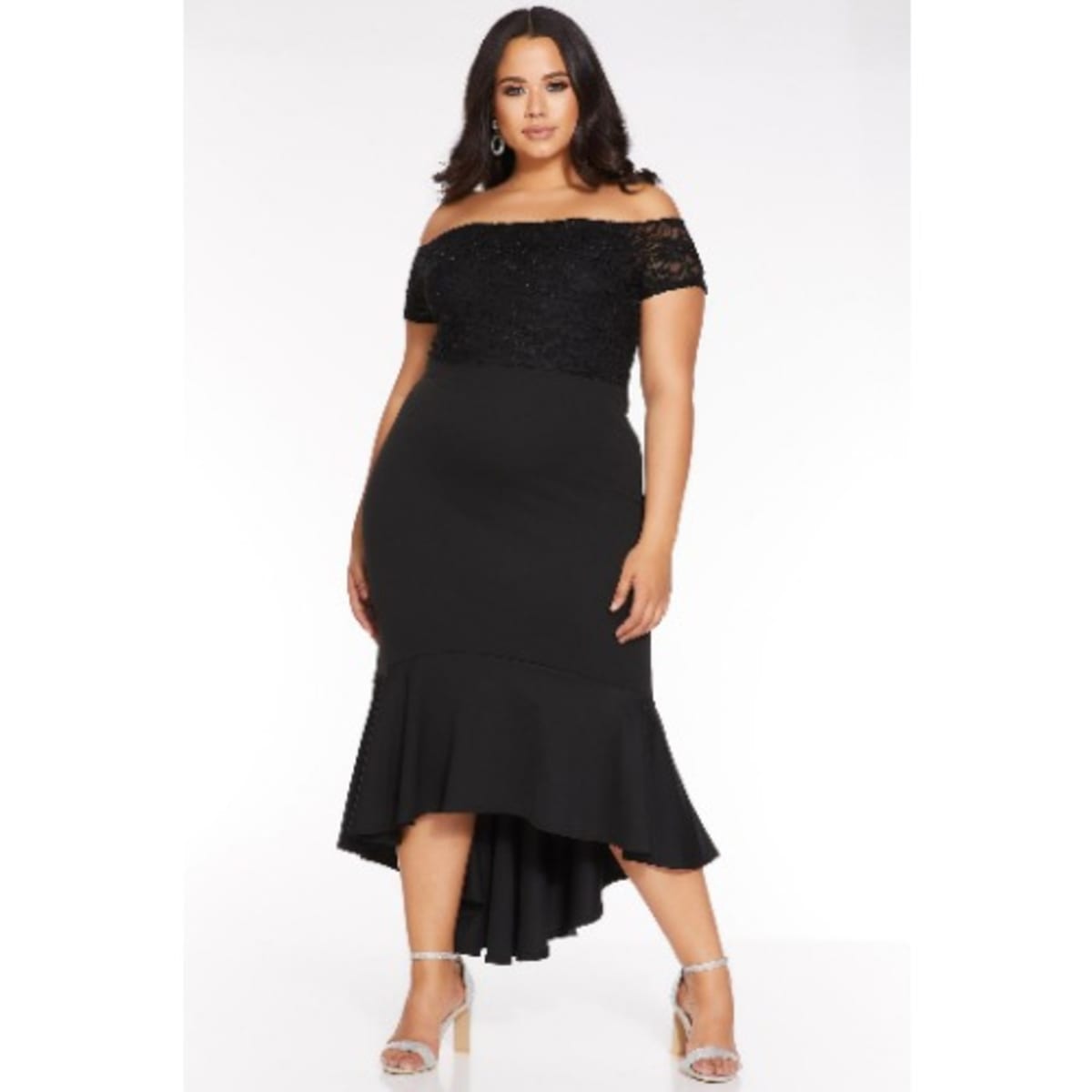 Quiz curve bardot dress best sale