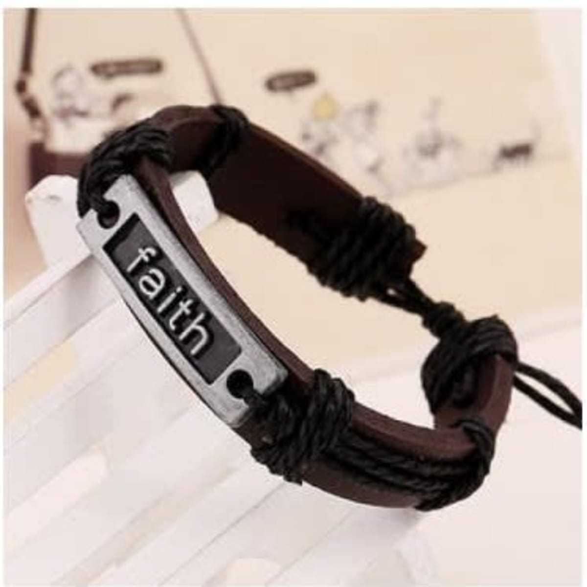 Faith leather deals bracelet