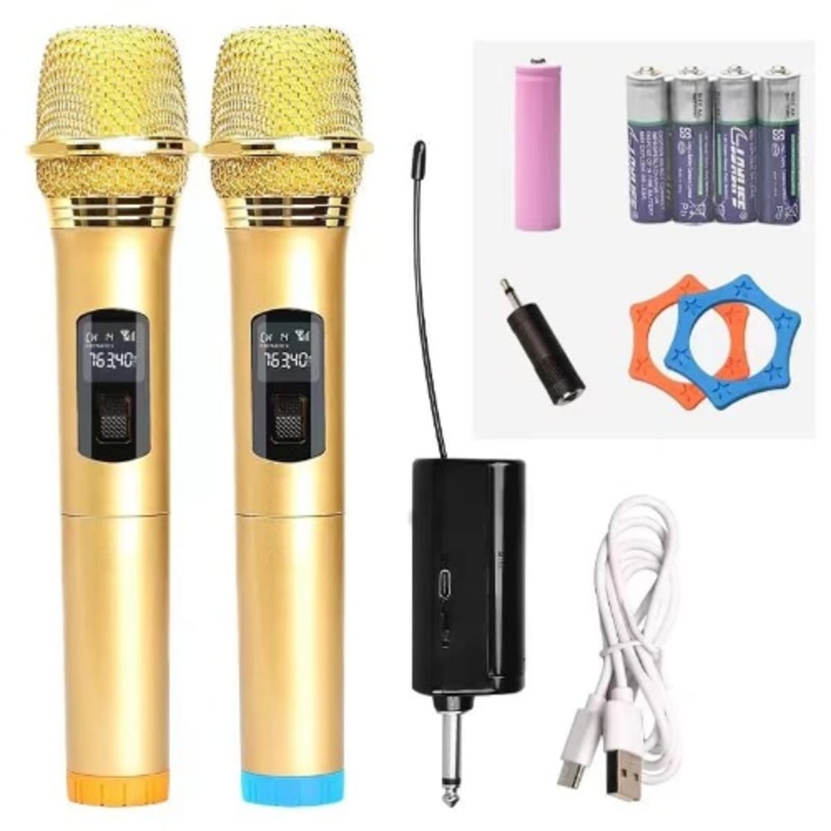 Professional Uhf Wireless Microphone With 2 Handheld Vocal Microphone