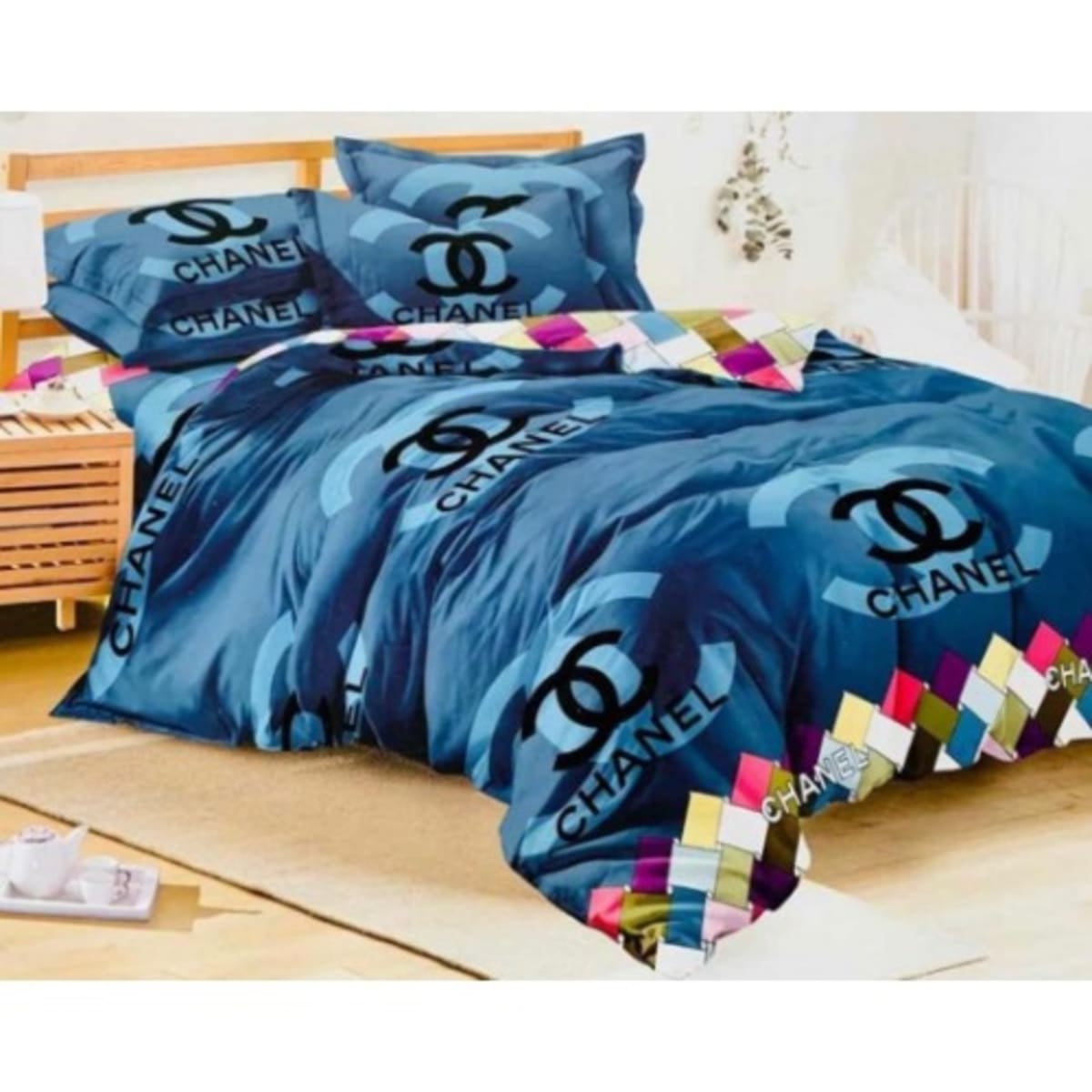 Complete Bedding Set - Duvet, Bedspread With Pillowcases - Chanel Print
