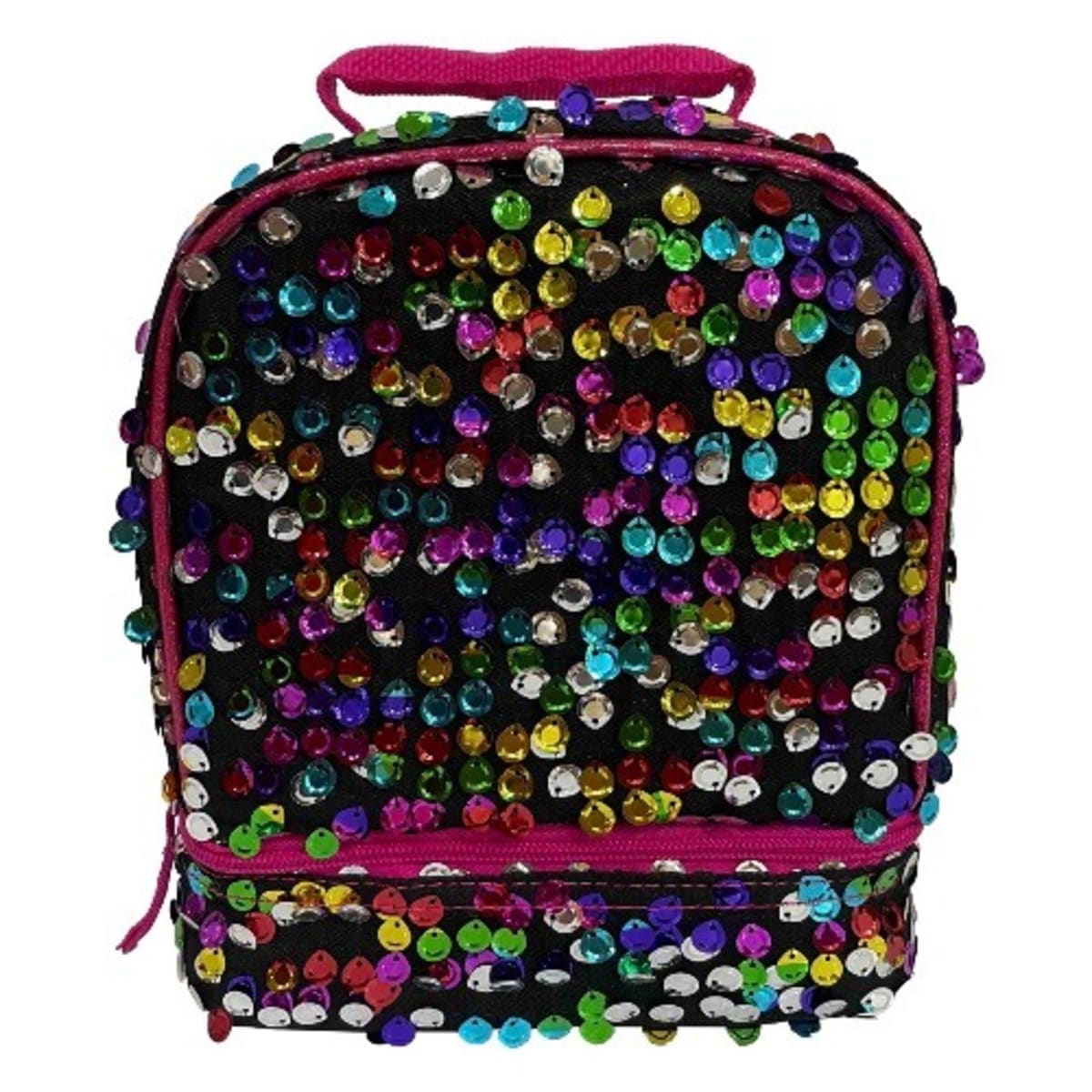 Kids Rainbow Sequin Dual Compartment Insulated School Drop Bottom