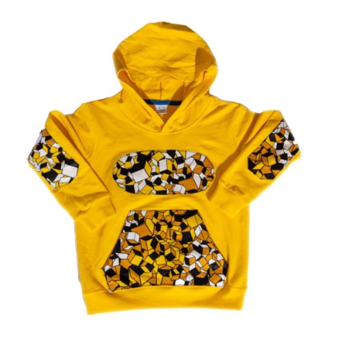 Jayden Boys Hoodie With African Print Patches Yellow Konga