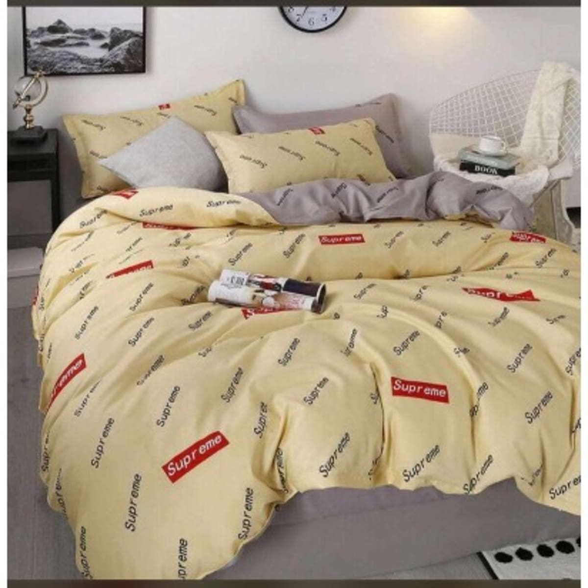 Supreme Inspired Bedding Set Duvet Bedsheet With 4 Pillowcases