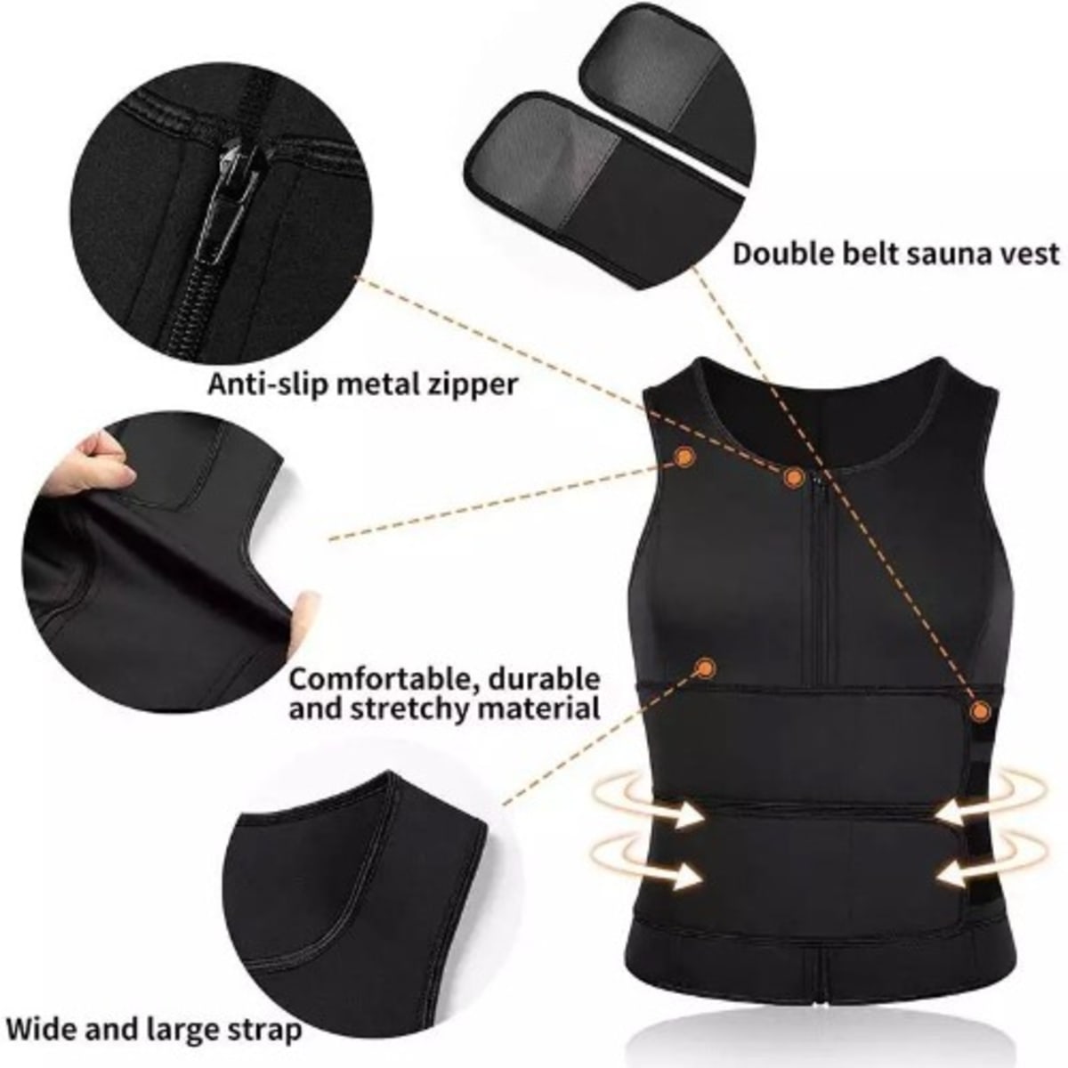 Waist Trainer Adjustable Corset Vest Body Shaper - L - Black