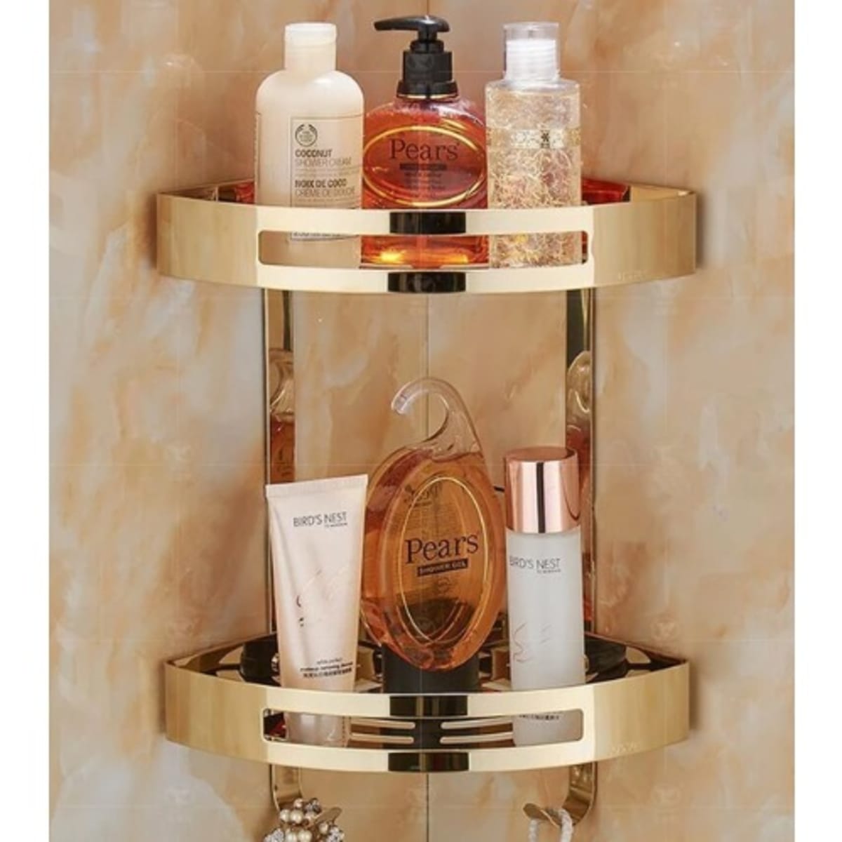 Gold Color Bathroom Shelves Shower Corner Caddy Organizer Shampoo Holder