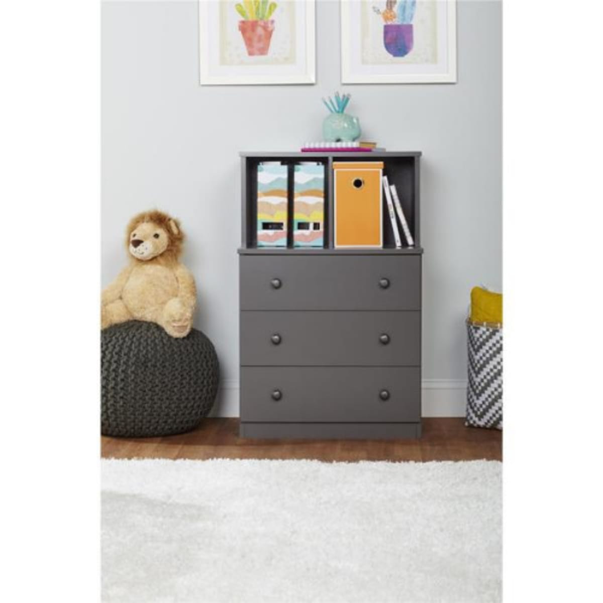 3 drawer shop dresser with cubbies