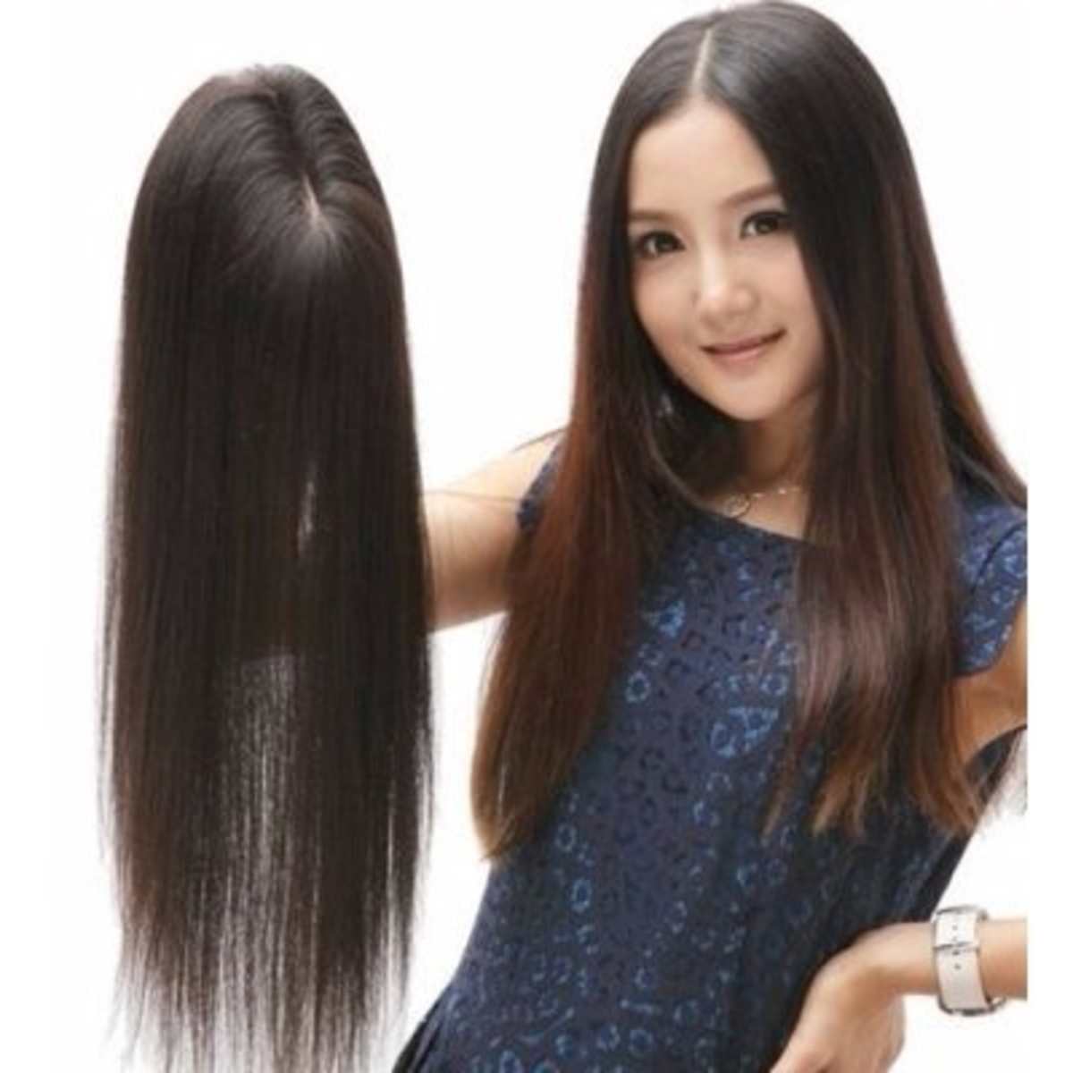 100 human sales hair straight wig