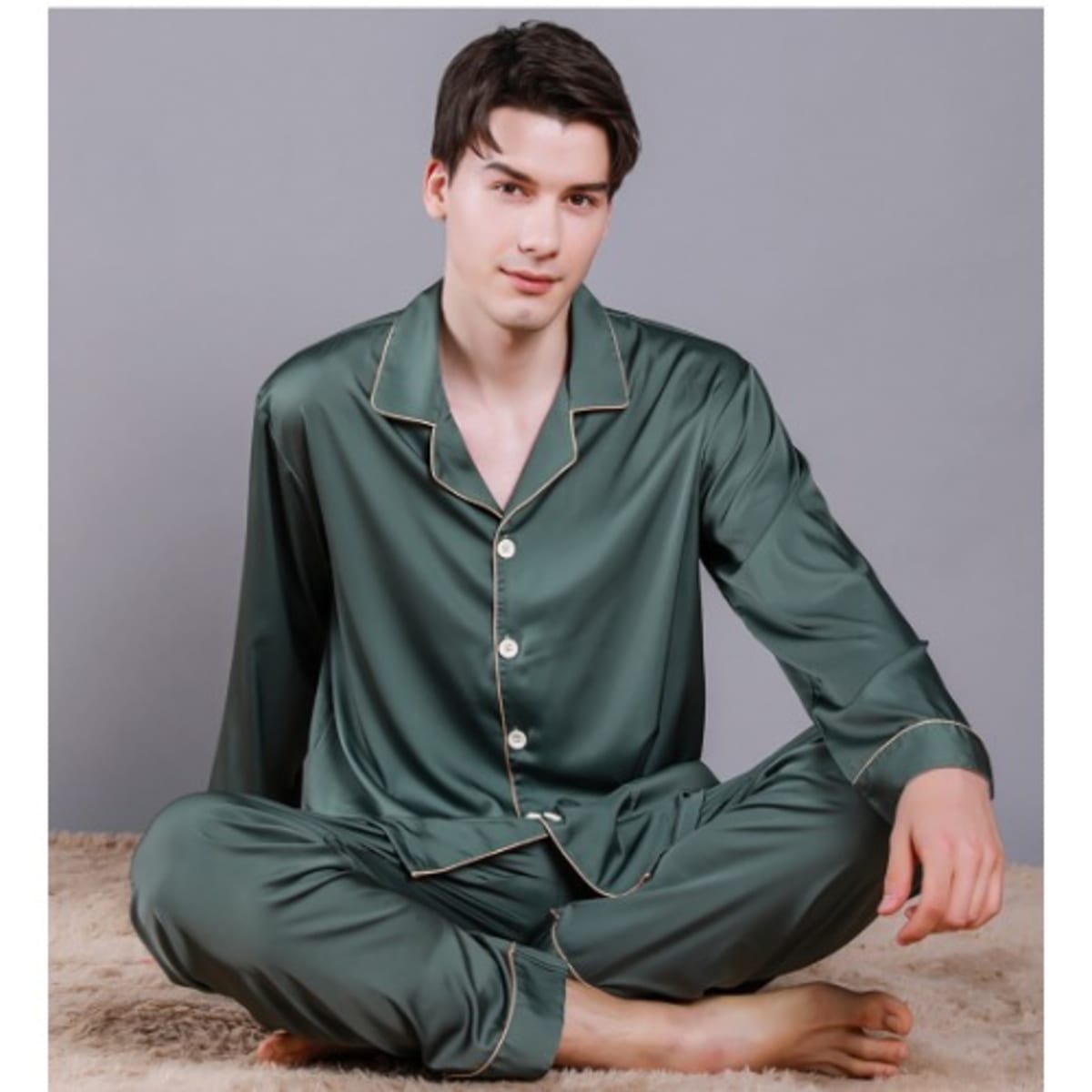 Dark green silk 2025 pajamas