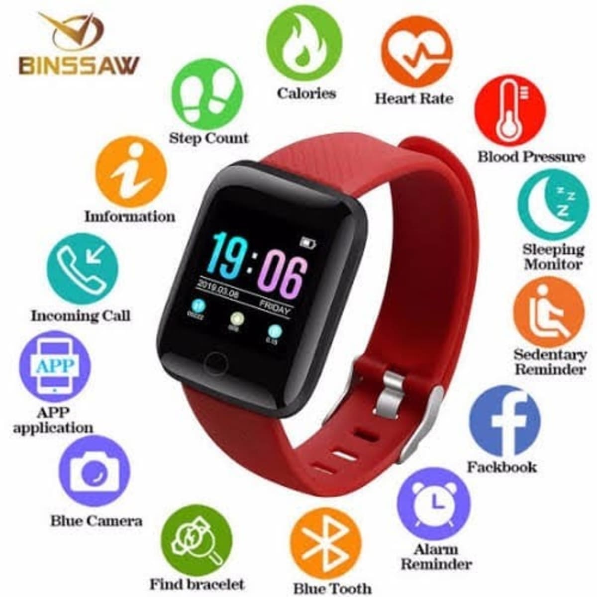 Fitness And Notification Smart Bracelet D13 Red Konga Online