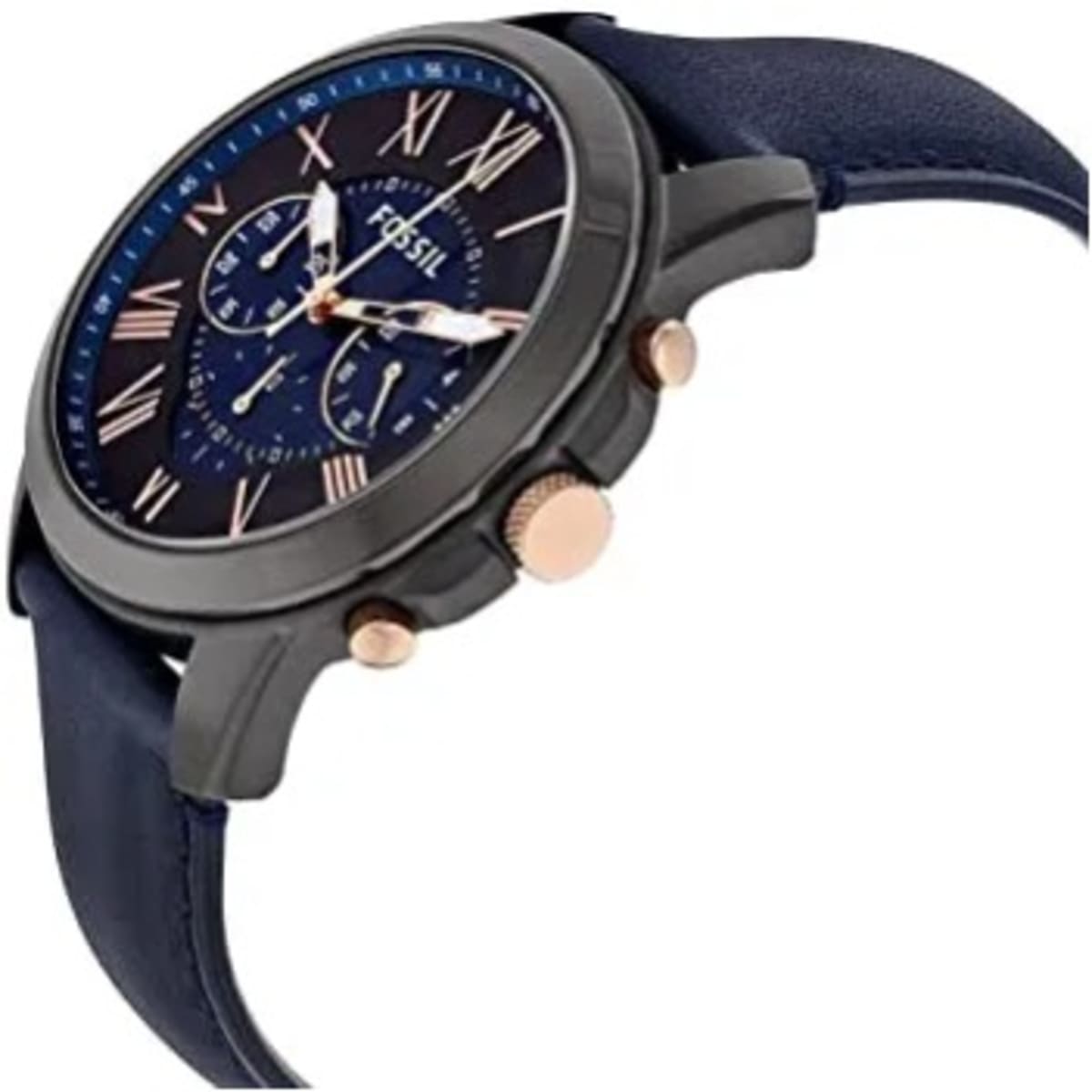 Fossil men's grant quartz stainless steel and leather chronograph watch best sale