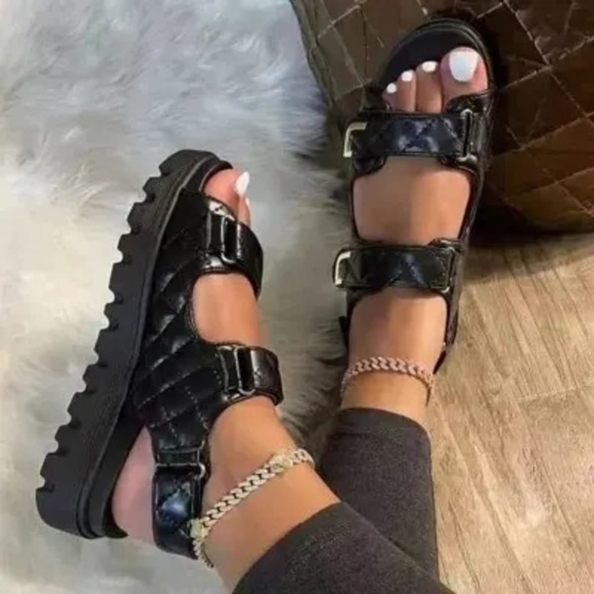 Ladies sandals with velcro straps top