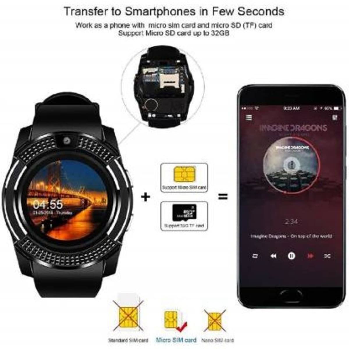 V8 Smart Watch With Sim Card Slot Extra Battery Konga Online