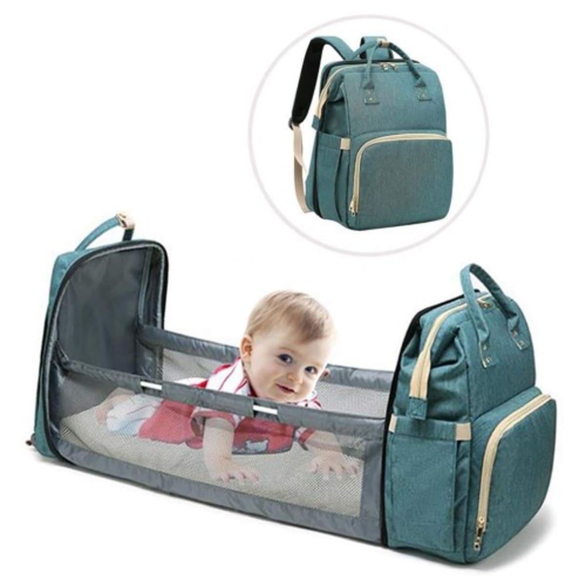 Multifunctional travel mommy bag & crib top