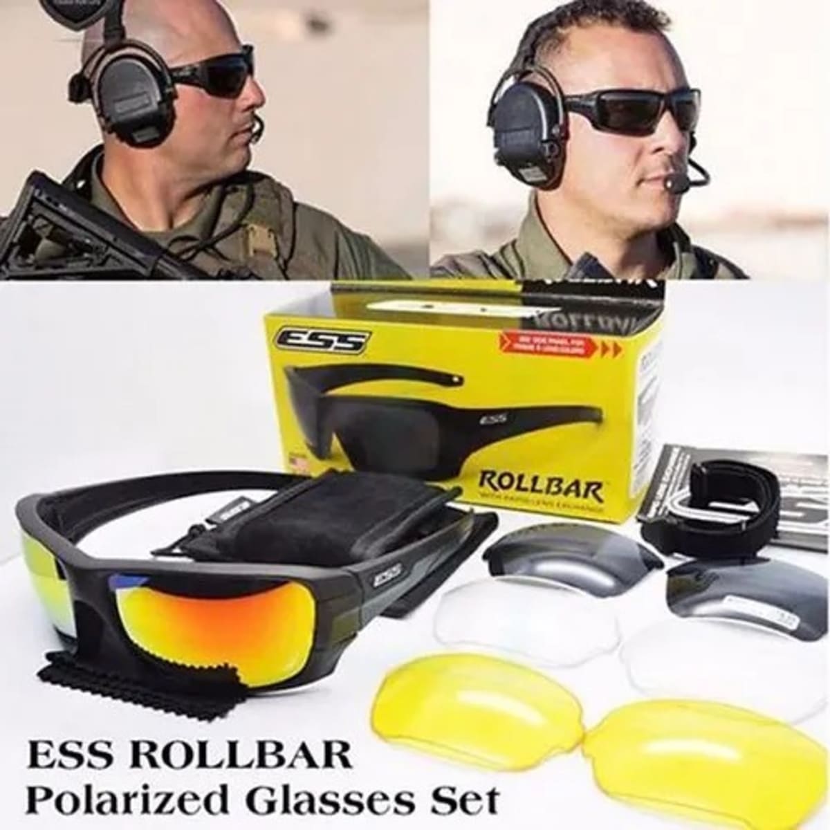 ESS Rollbar Polarized Tactical Sunglasses - Uv Protection Military Goggles  Tr90 Armygoogle - 4lens