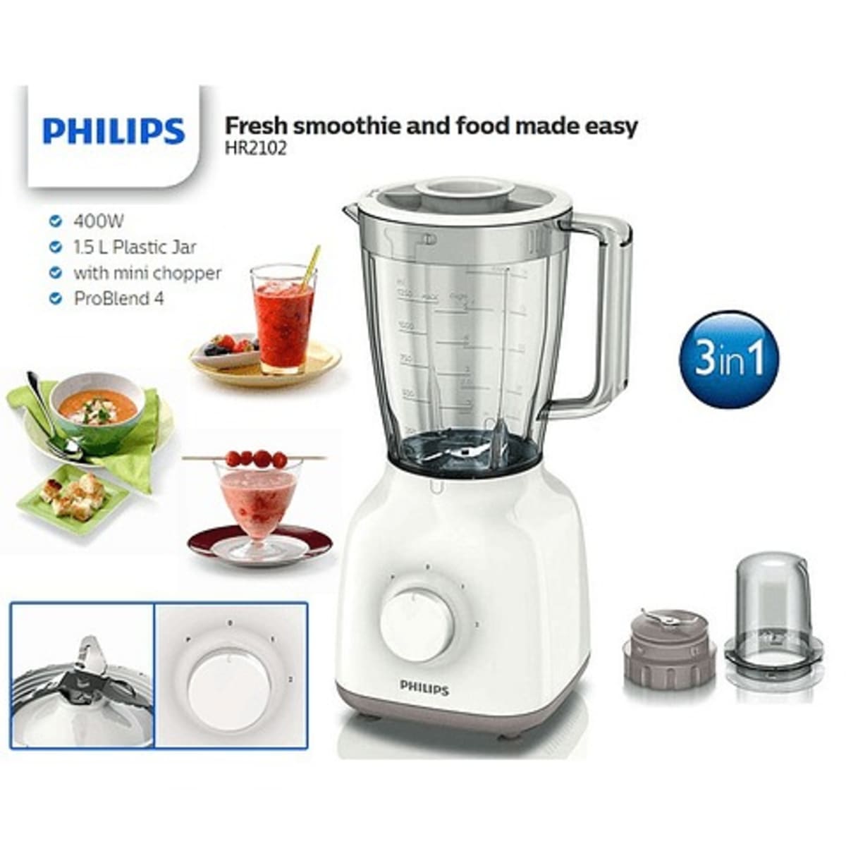 tommelfinger huh lade Philips Daily Collection Blender - 3-in-1 – 400 Watts - 1.5L | Konga Online  Shopping
