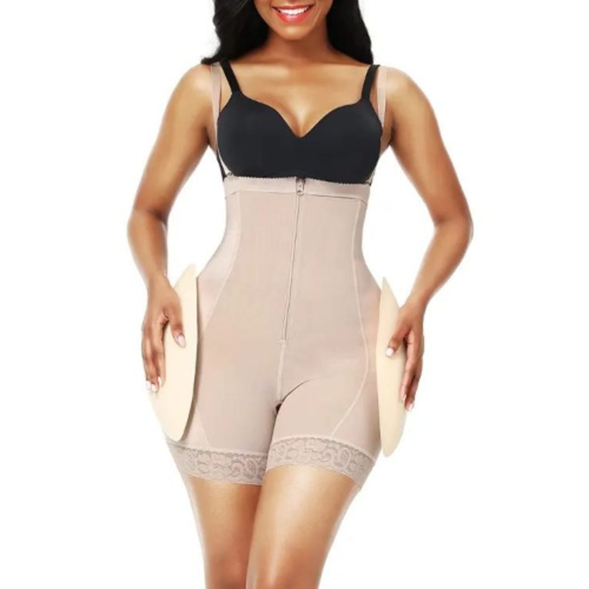 Padded Shapewear Boydsuit With Removable Hip Pads And Butt Pads