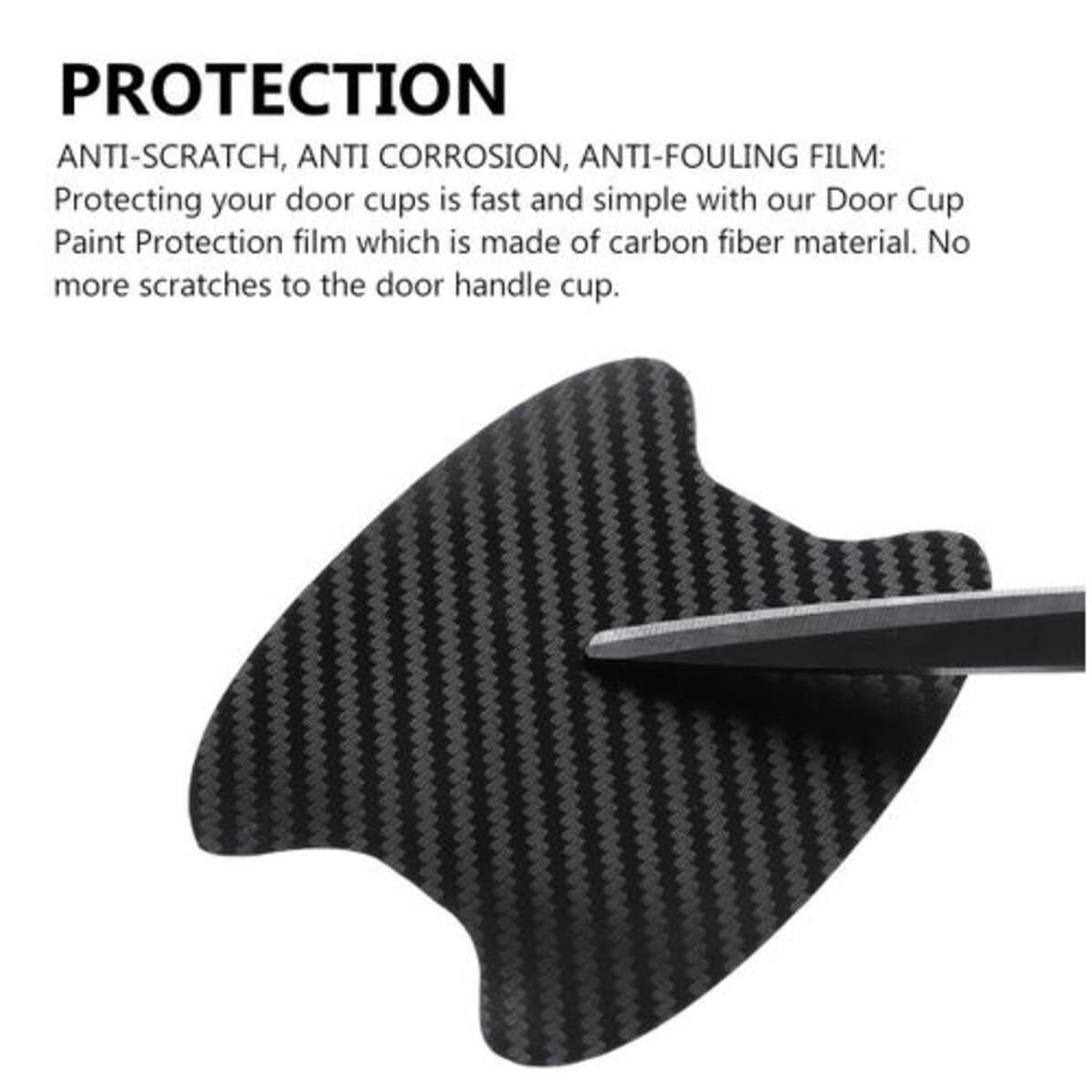 Carbon Fiber Car Door Handle Film Protective Anti-scratch Protector Sticker-  Black - 4pcs