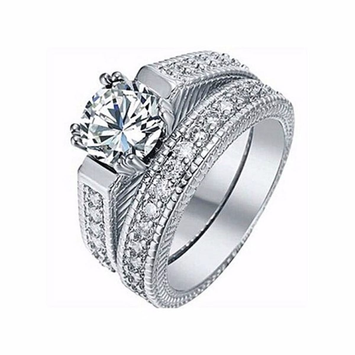 Bridal white top gold rings