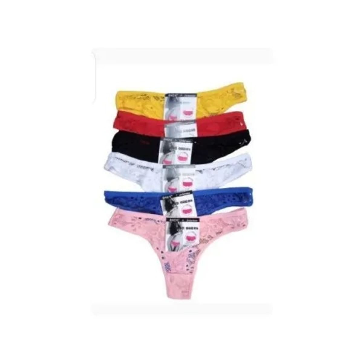 Front G-string Ladies' Underwear Pants - Cotton Lace - 6pcs