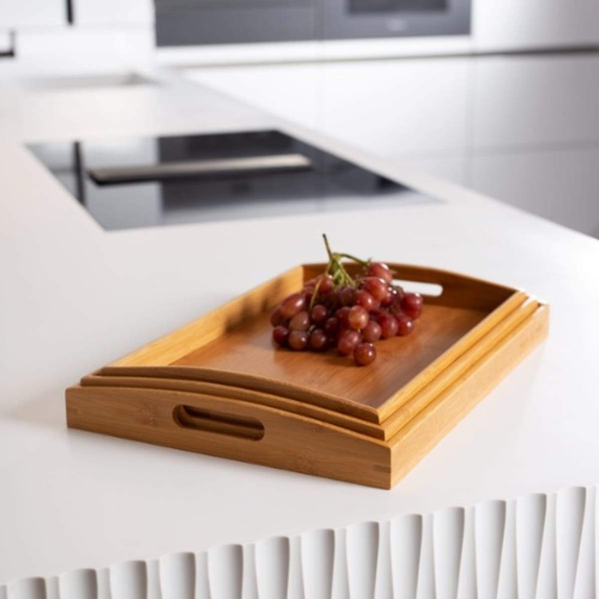 A&S KITCHEN Bamboo Wooden Chopping Board with Set Of Three Free