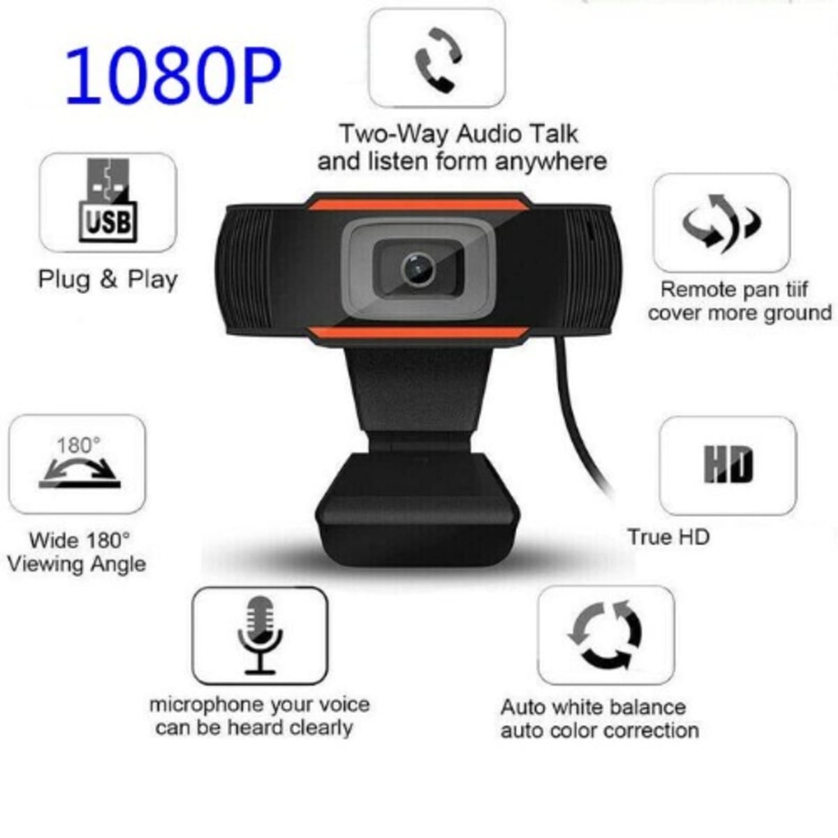 Full HD Computer Camera 1080P Webcam USB Web Cam Built-in