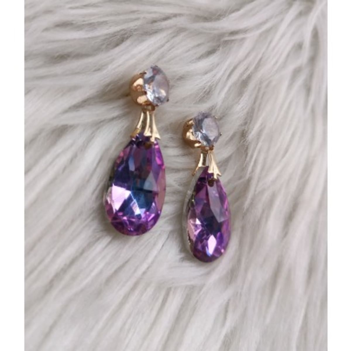 Fashion Jewelry Zirconia Drop Earrings- Purple | Konga Online Shopping