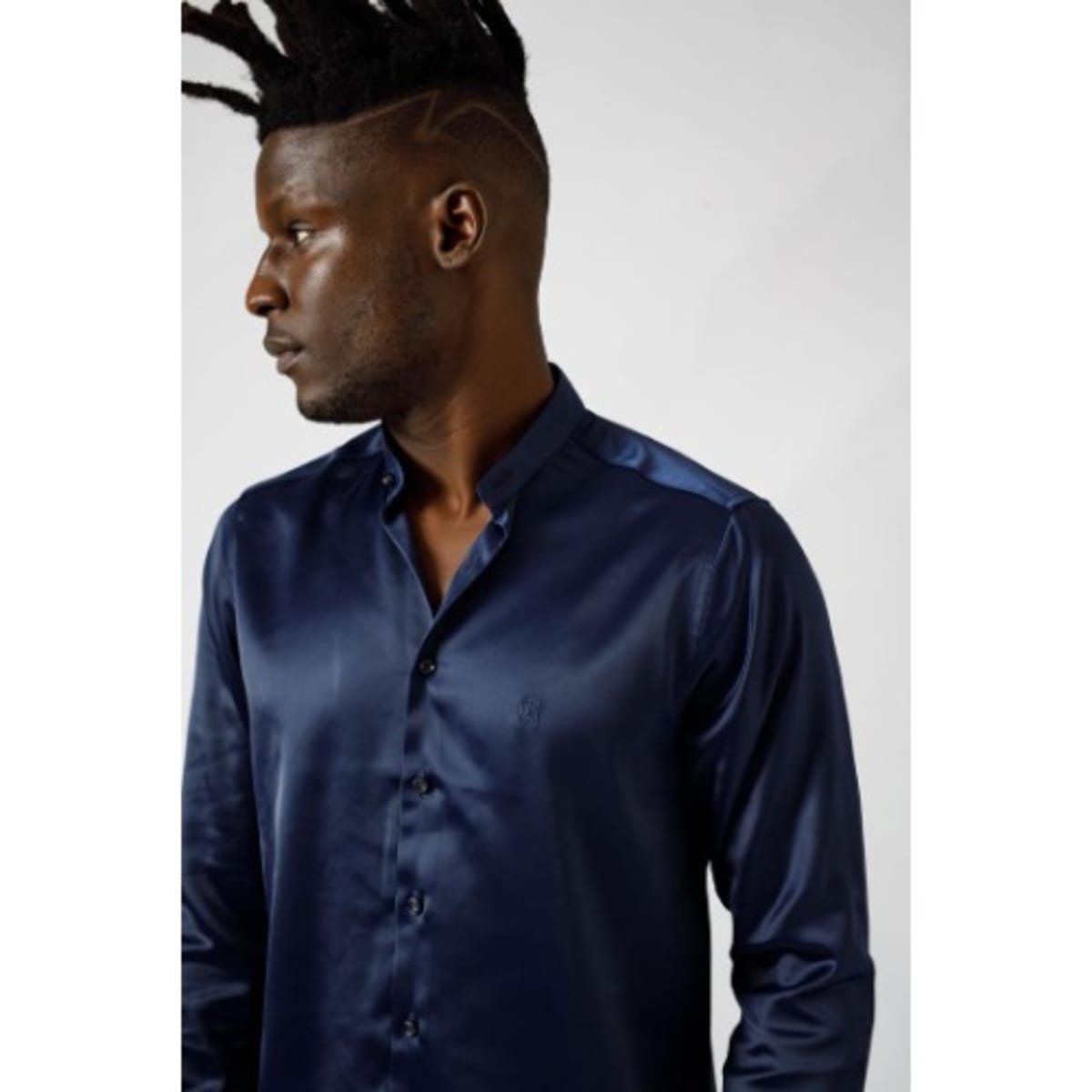 Blue satin shirt mens online
