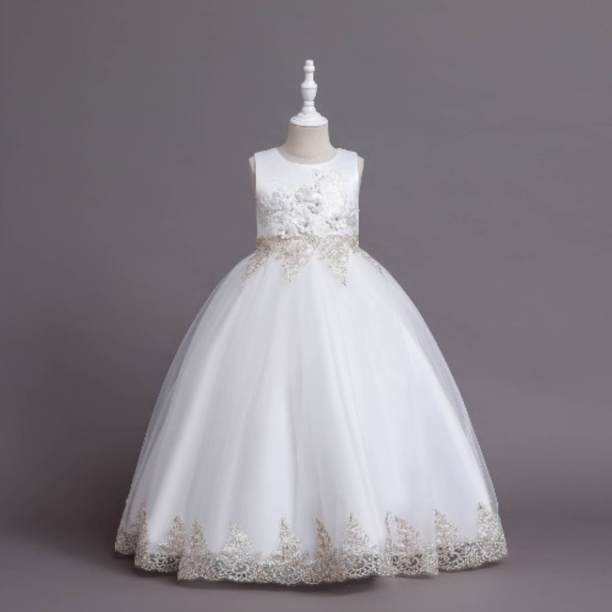Girl Princess Gold Embroidered Long Dress White Konga Online
