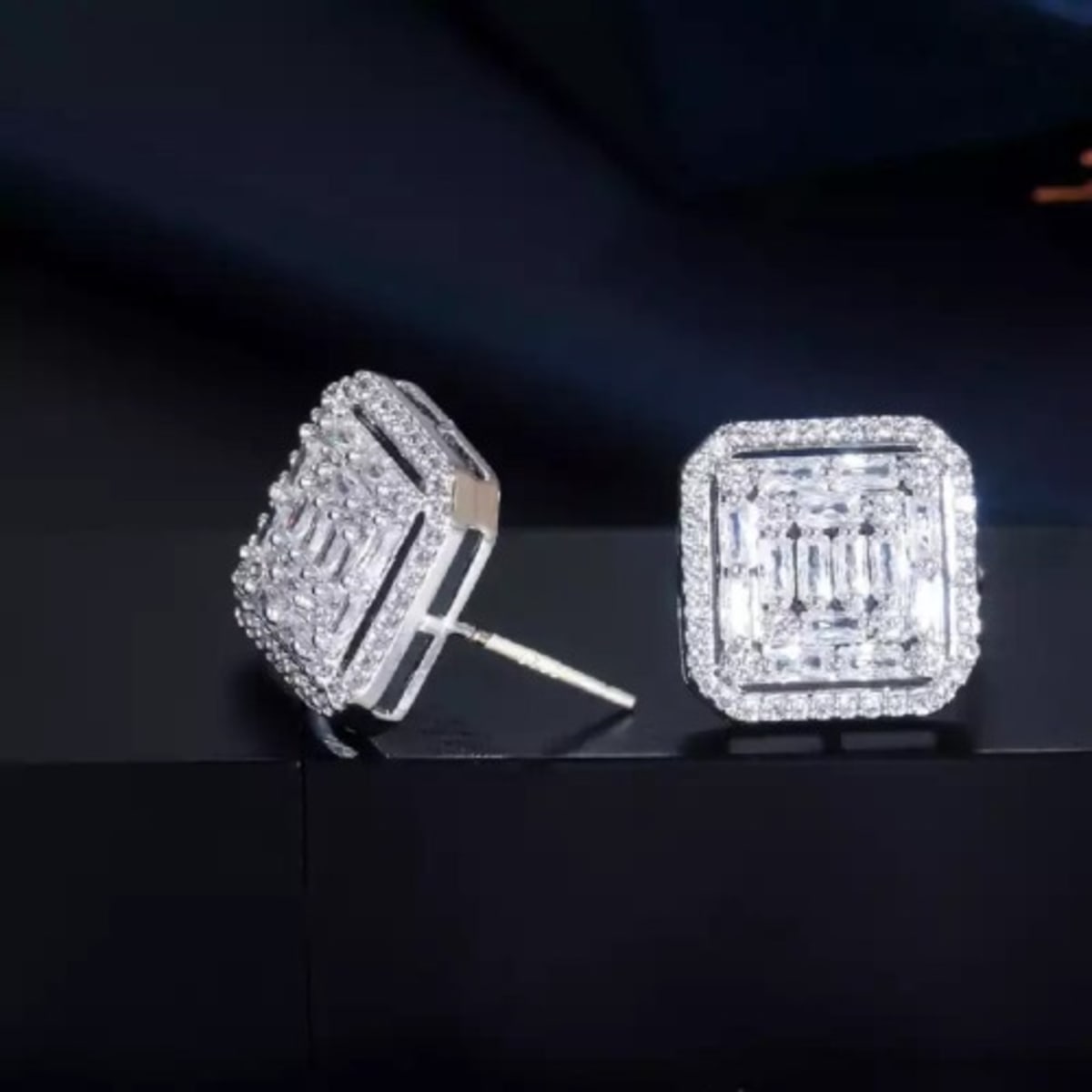 Big square stud sales earrings